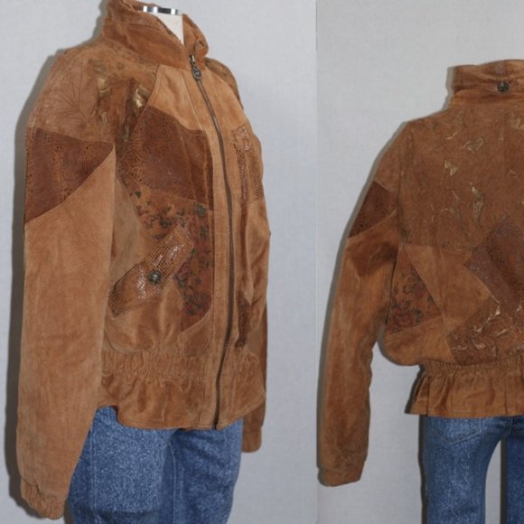 Winlit Brown Leather Bomber Coat - Picture 16 of 16